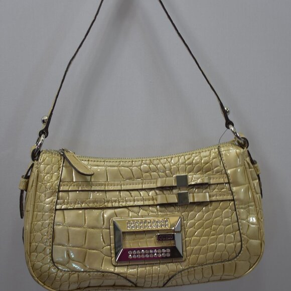 GUESS SAMI BOW CROCO HANDBAG NEW - Picture 2 of 8